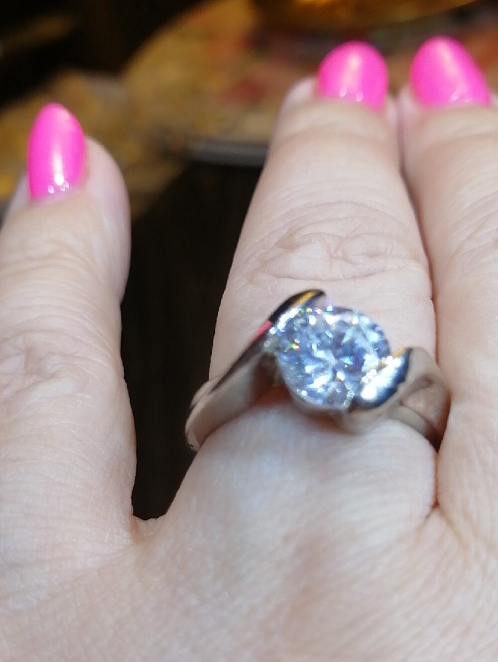 It Shines Like A Diamon CZ Statement Ring Size 8.75